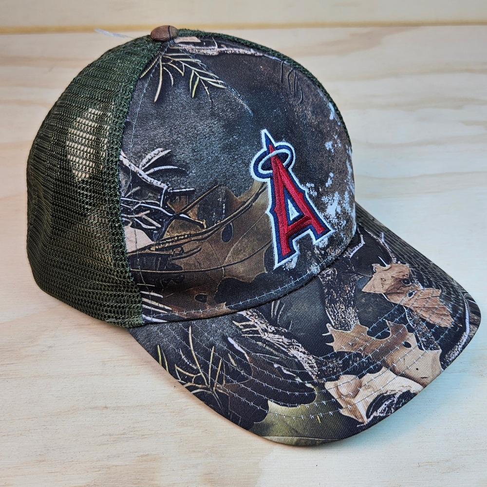 Los Angeles Angels Camo Trucker Hat Angels Radio AM 830 Snapback MLB Cap